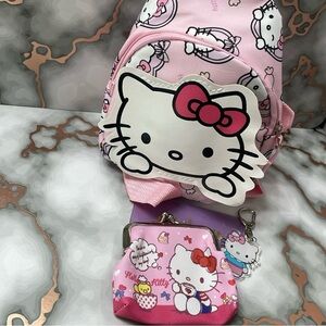 NWT HELLO KITTY BUNDLE with mini backpack, keychain and coin purse.
